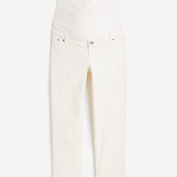 H&M Mama Maternity Straight Ankle Jeans Beige Size Small NWT - Picture 2 of 11